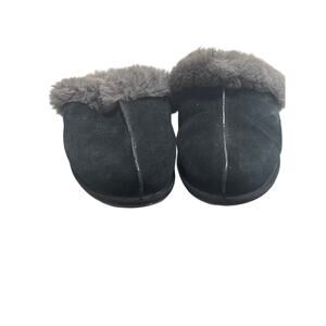 UGG Black Faux Suede Faux Fur Lined House Slippers Cozy Slip-On Mules US 10